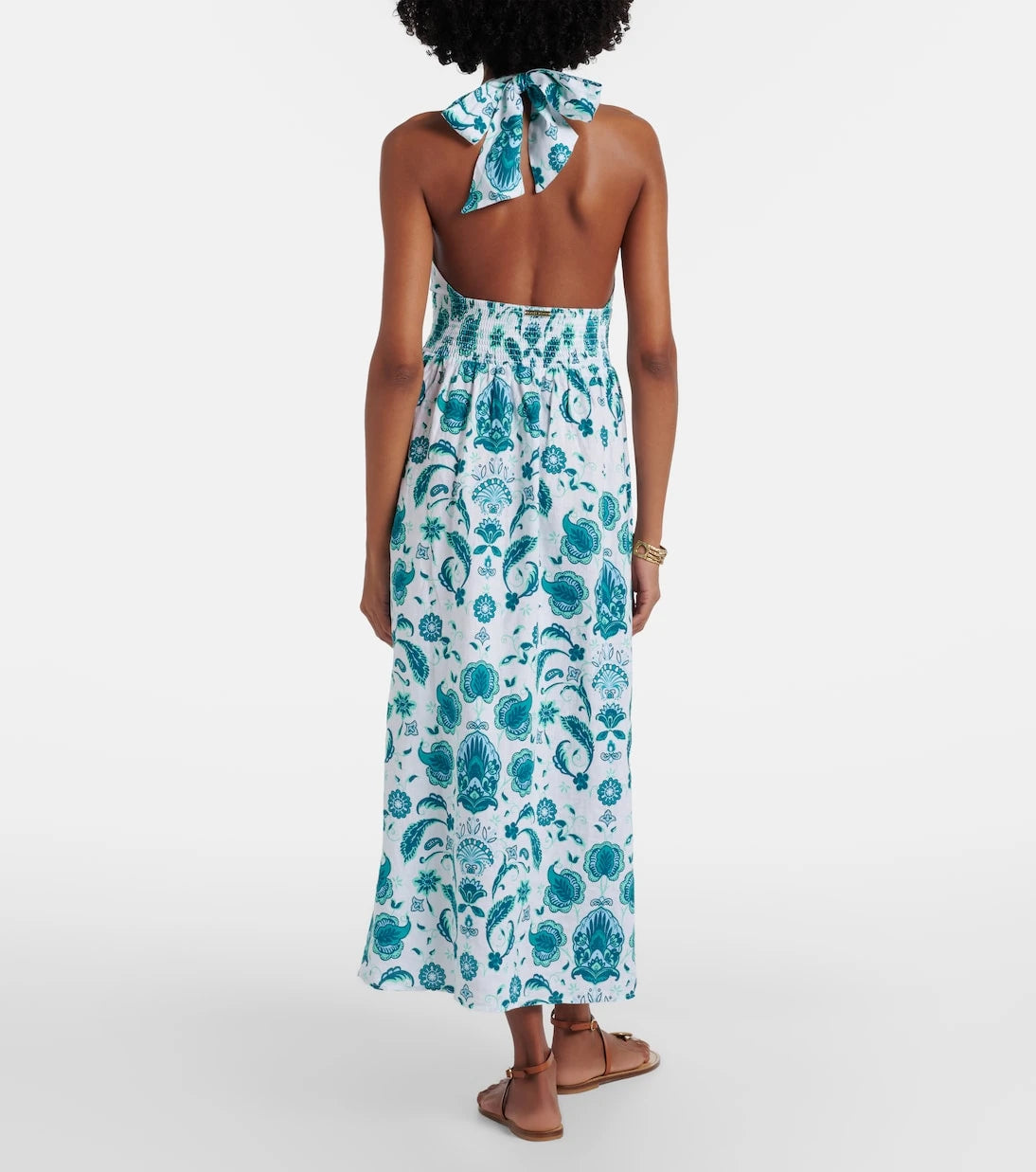 Heidi Klein - Kos paisley shirred linen maxi dress
