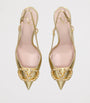 Valentino Garavani Gold Leather VLogo Strass Slingback Pumps 80