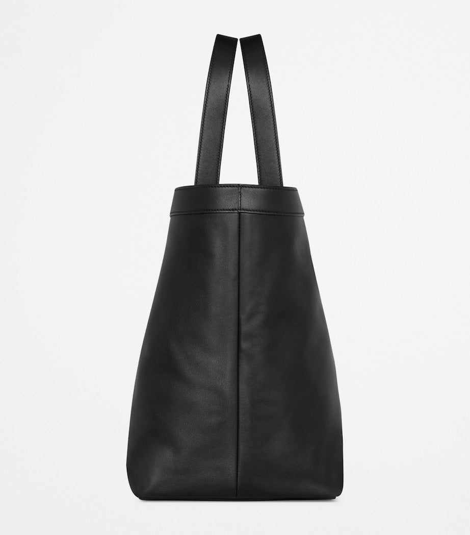Black Leather Y Tote Bag