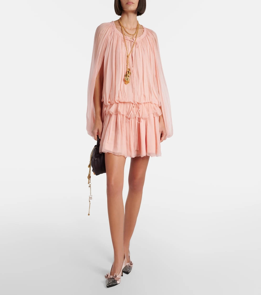 Chloé - Alba studded leather-trimmed satin pumps