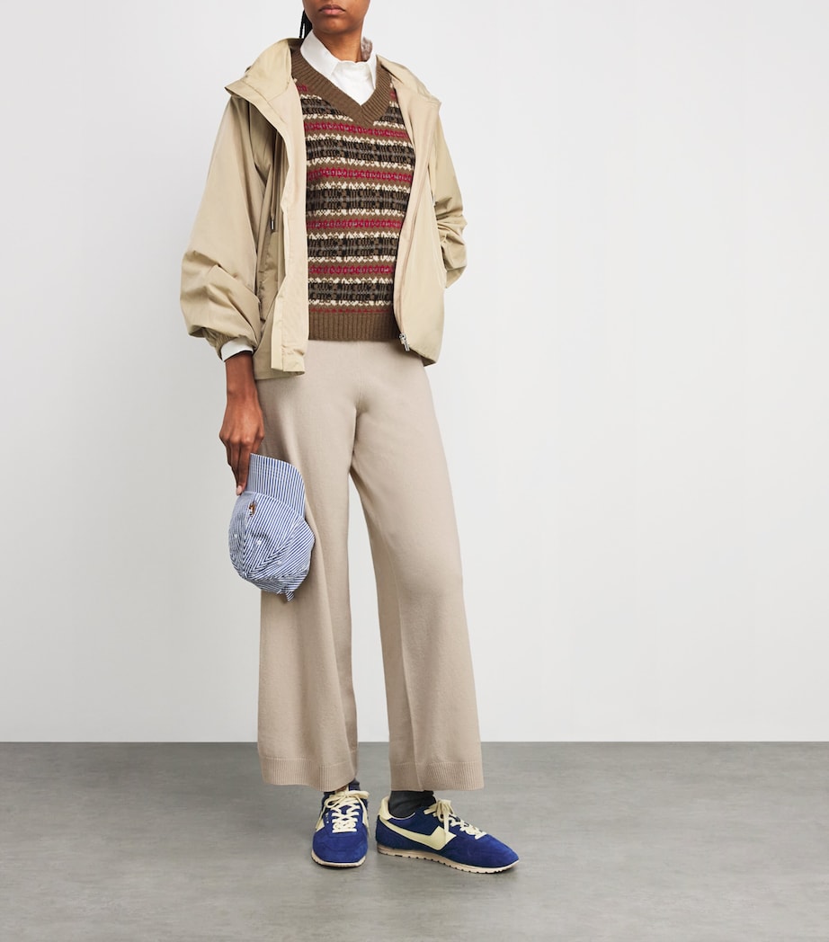 Beige Wool-Cashmere Wide-Leg Trousers