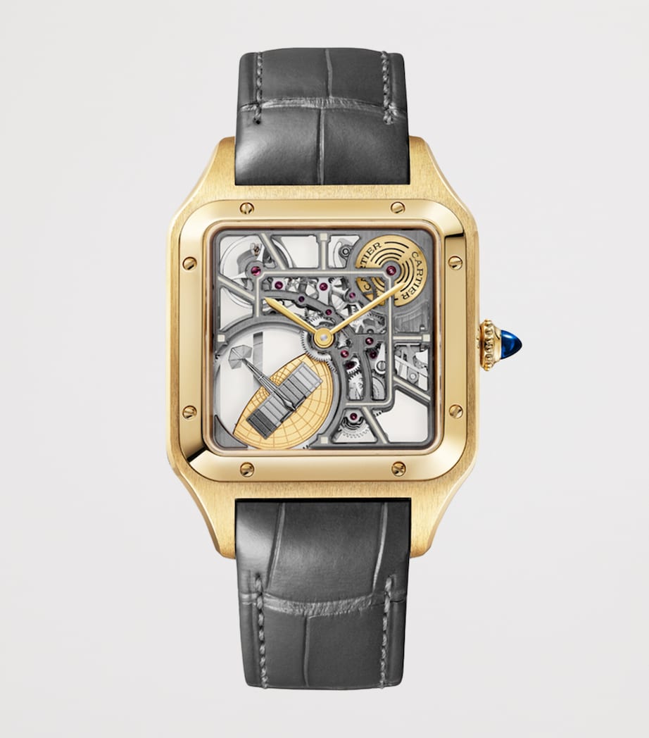 Cartier Large Yellow Gold Santos-Dumont Skeleton Watch 43.5mm