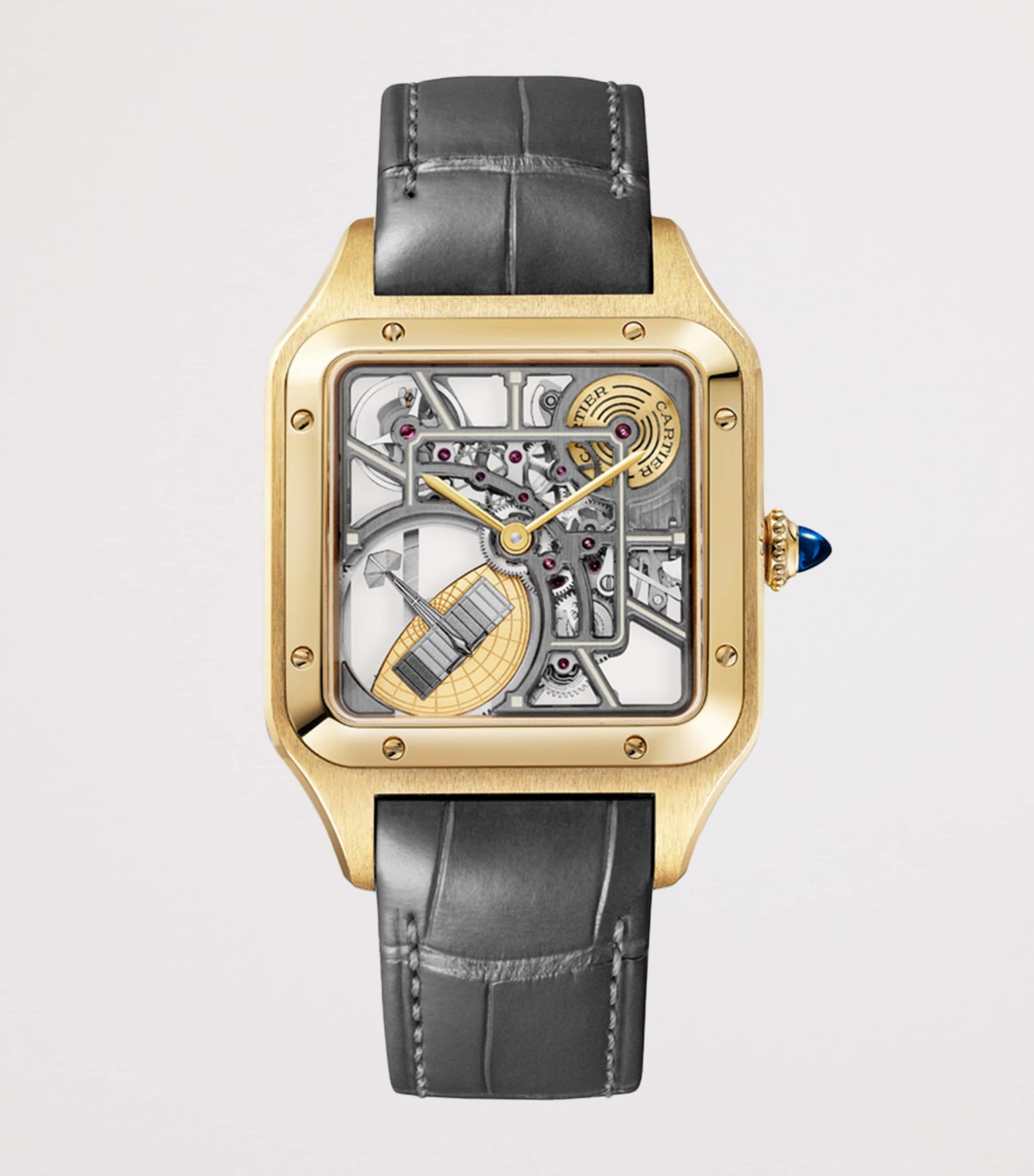 Large Yellow Gold Santos-Dumont Skeleton Watch 43.5mm