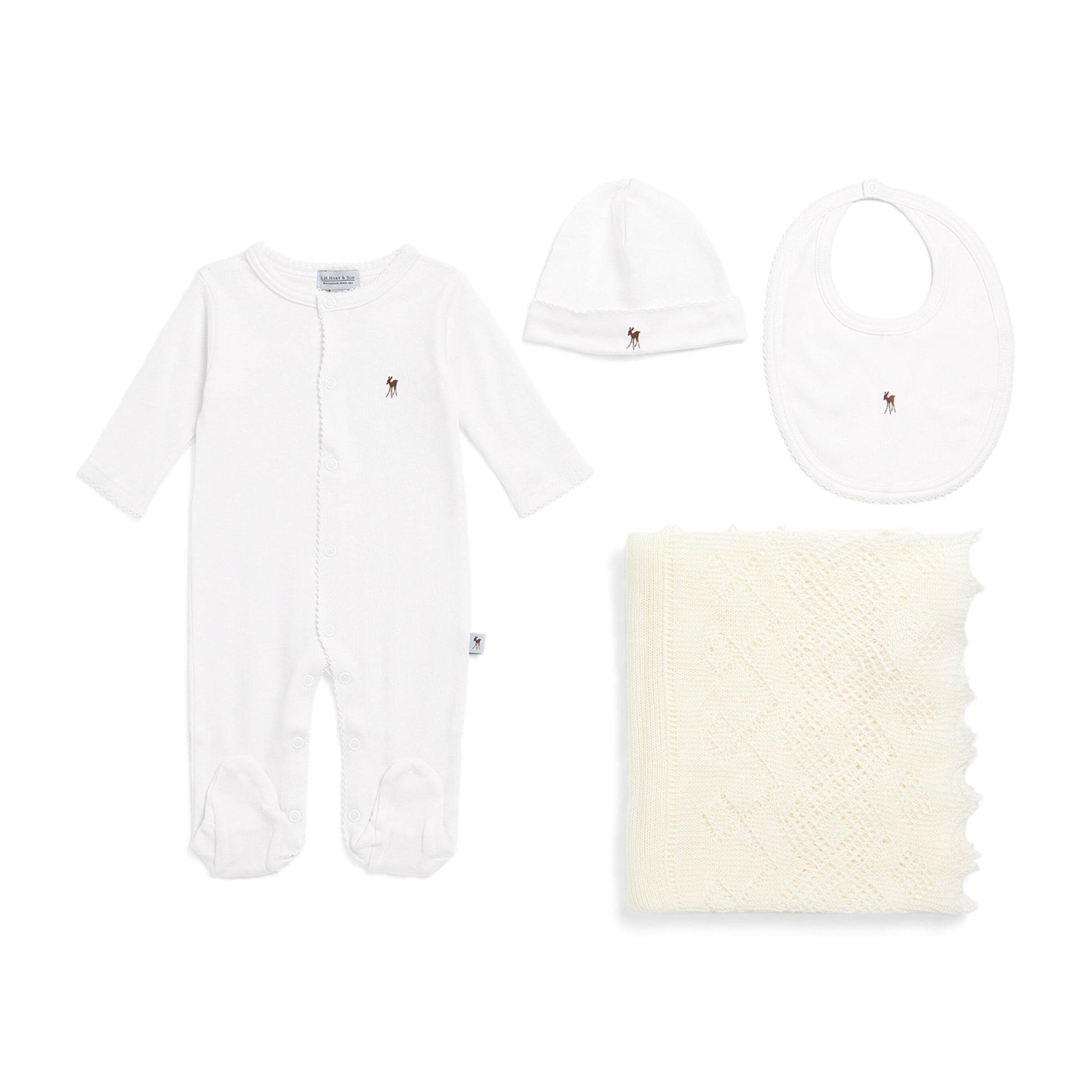G.H. Hurt&Son Kids All-in-One, Bib, Hat and Blanket Set (0-3 Months)