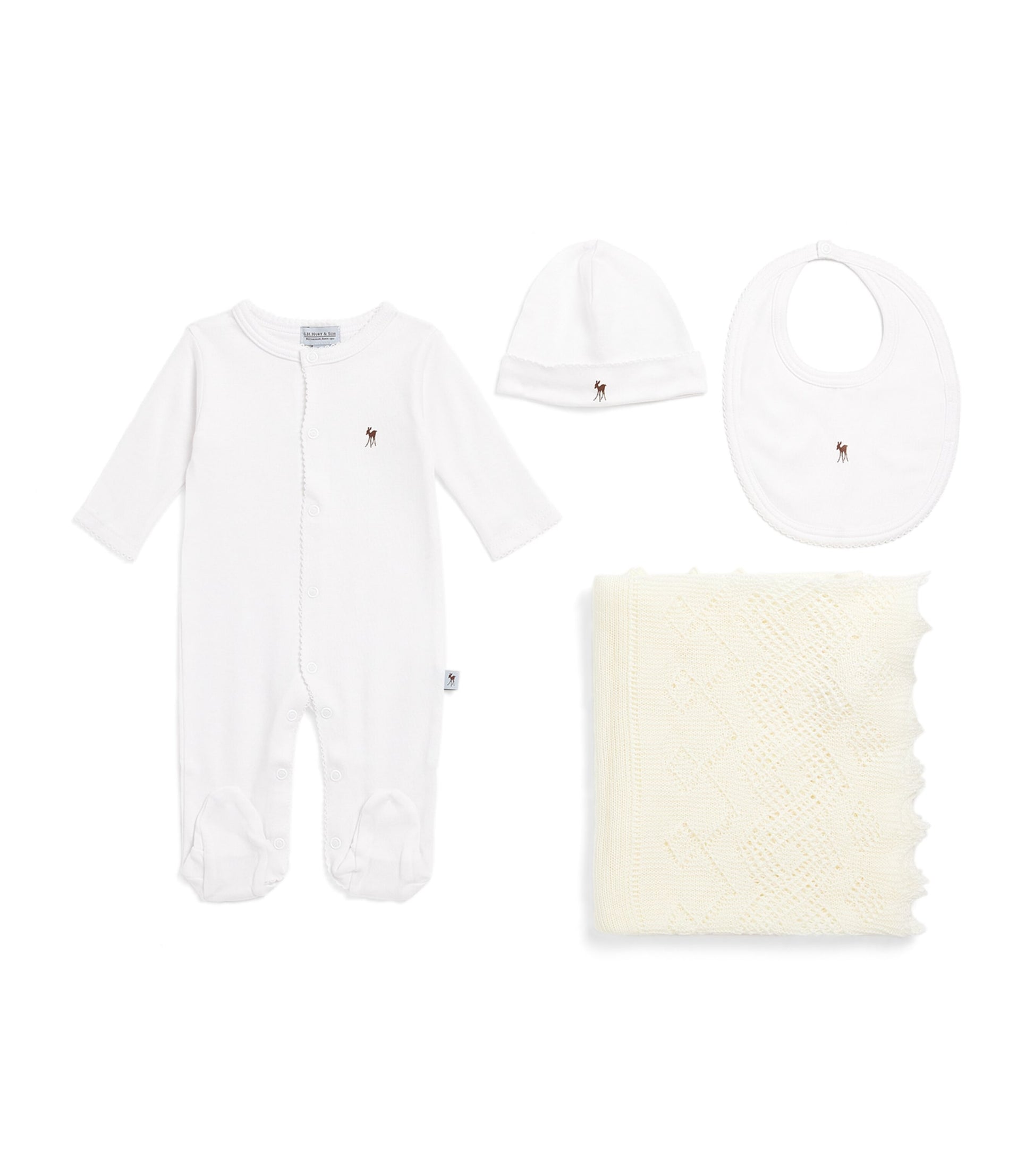 G.H. Hurt&Son Kids All-in-One, Bib, Hat and Blanket Set (0-3 Months)