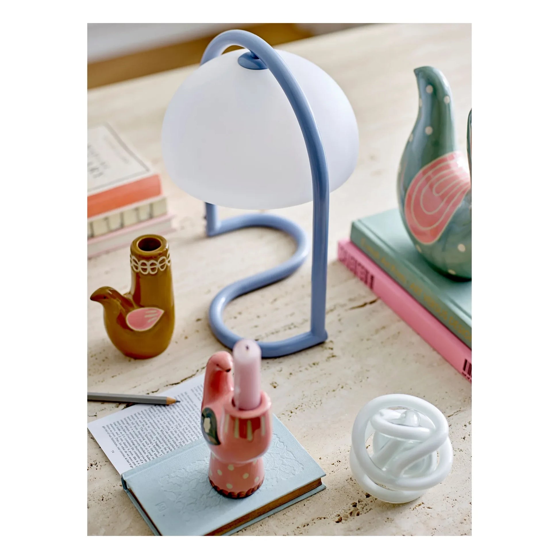 Bloomingville - Stoneware bird candlestick Trudy | Pink