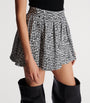 Black Tweed Pleated Mini Skirt