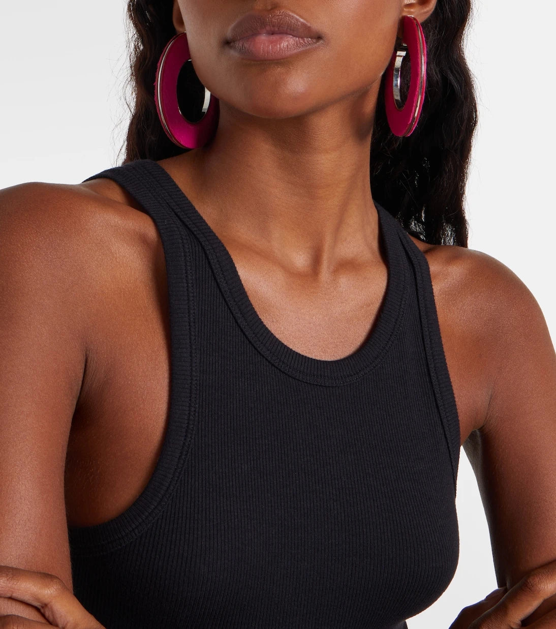 Alaïa - Leather-trimmed earrings