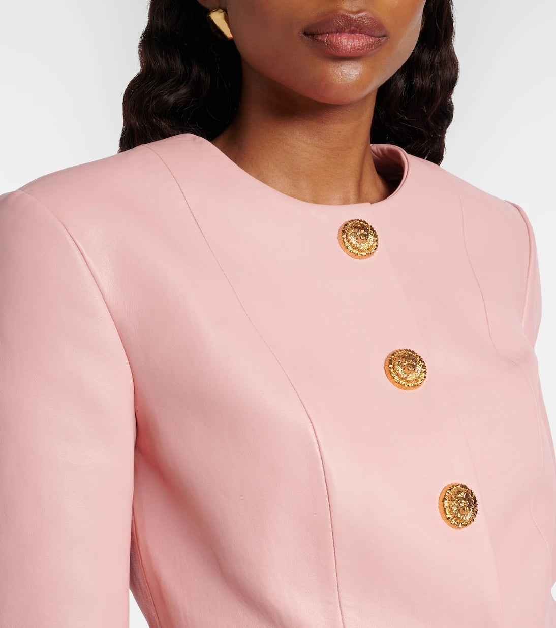 Balmain - Cropped leather jacket