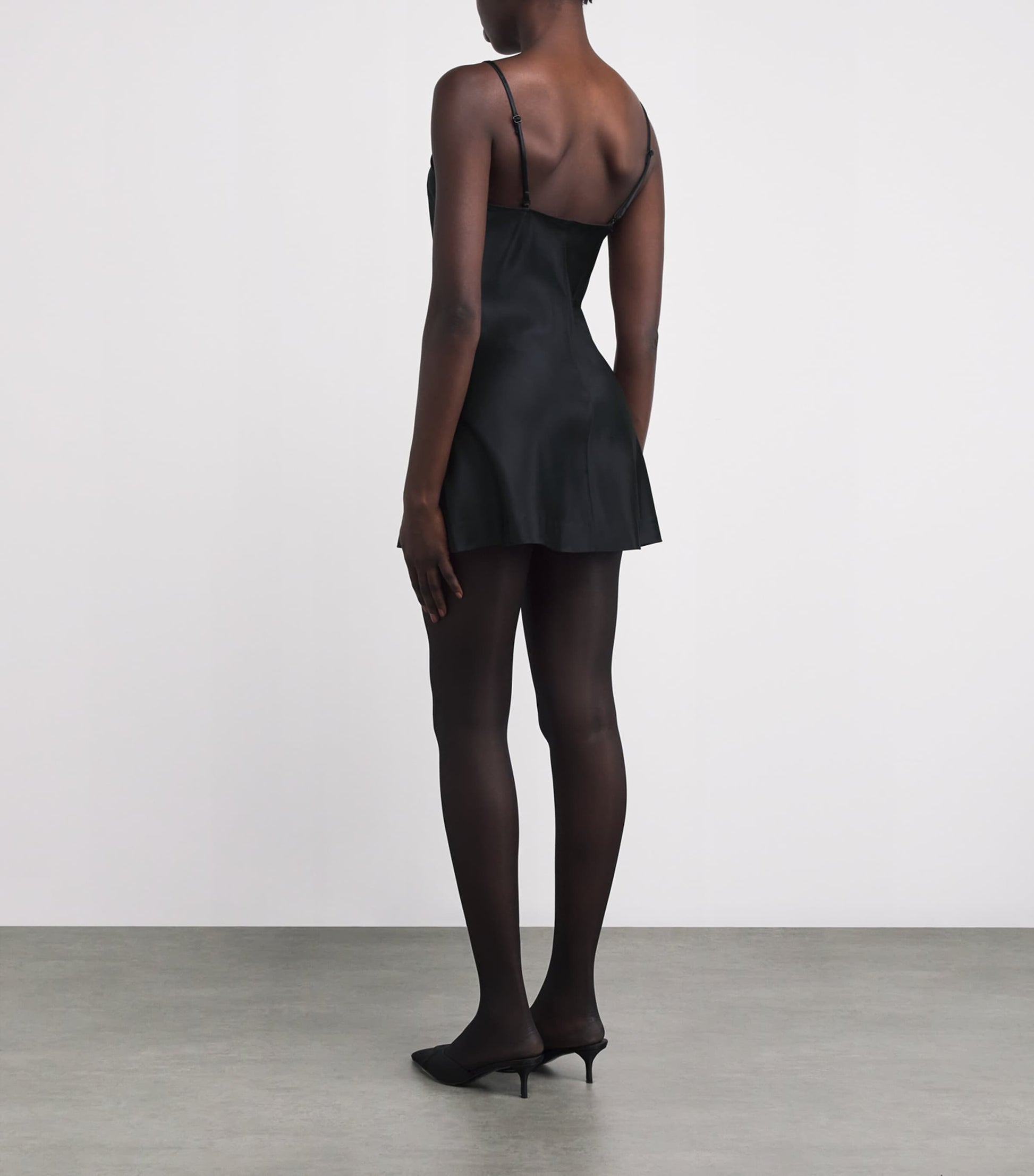 Skims Black Satin Cami Slip Dress