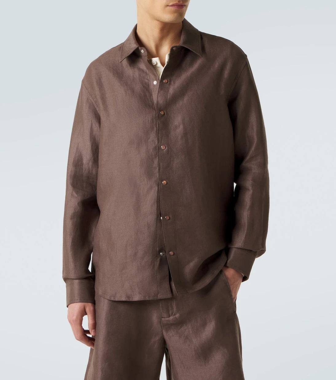 God's True Cashmere - Linen shirt with orange sunstone