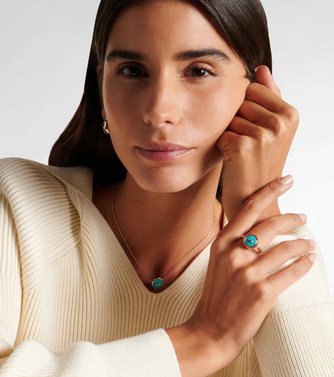Pomellato - Pom Pom Dot 18k rose gold ring with turquoise and diamonds