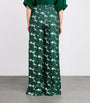 Max Mara Green Silk Printed Trousers