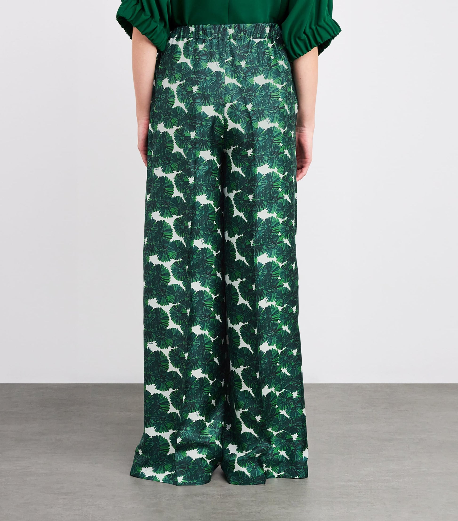 Max Mara Green Silk Printed Trousers