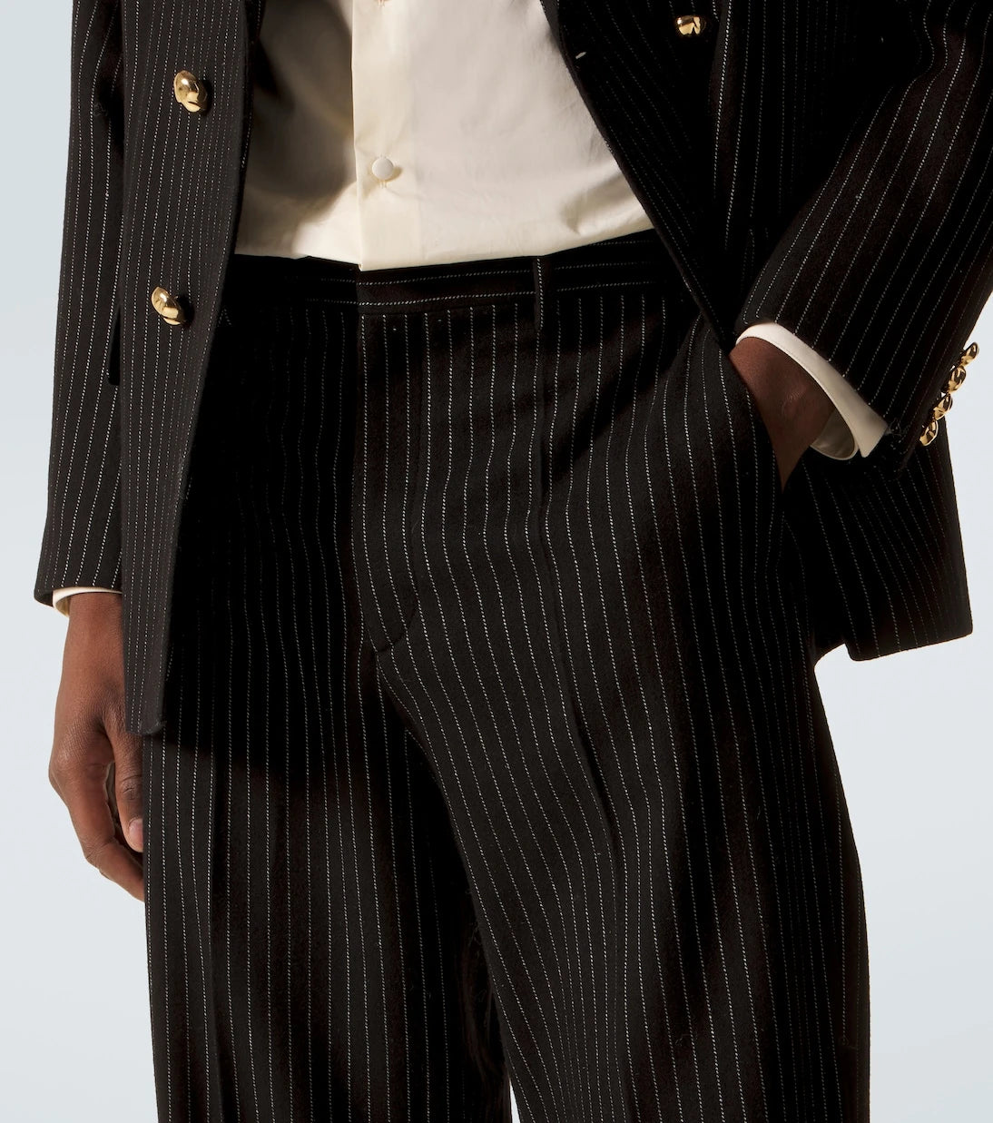 Valentino - Pinstripe wool and silk straight pants