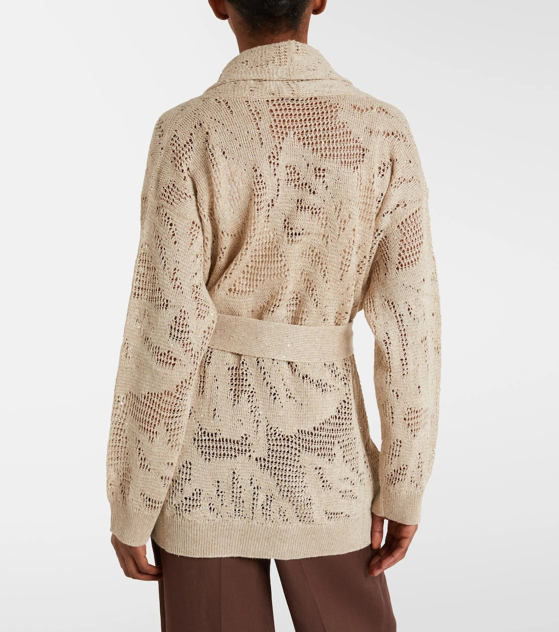 Brunello Cucinelli - Open-knit linen and cotton wrap cardigan