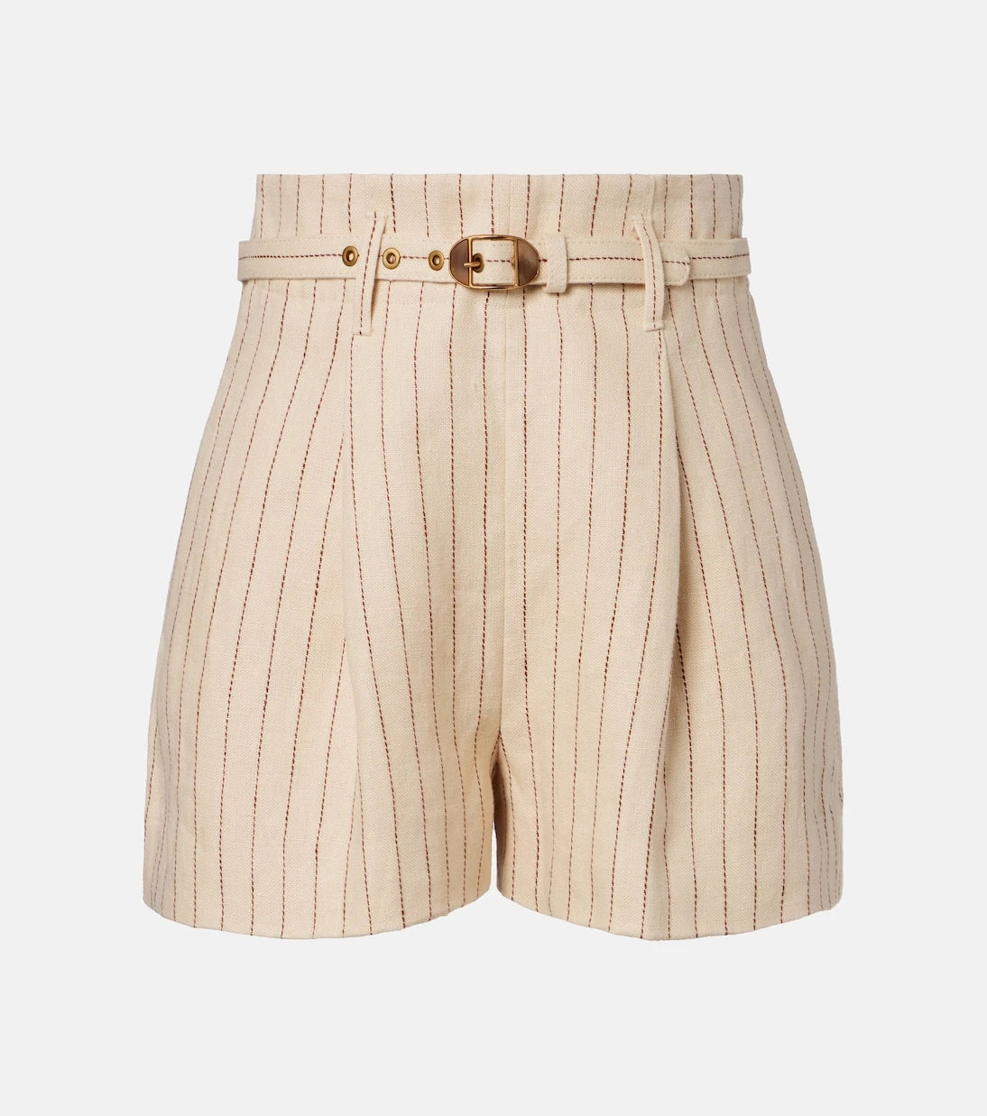 Zimmermann - Striped belted linen shorts