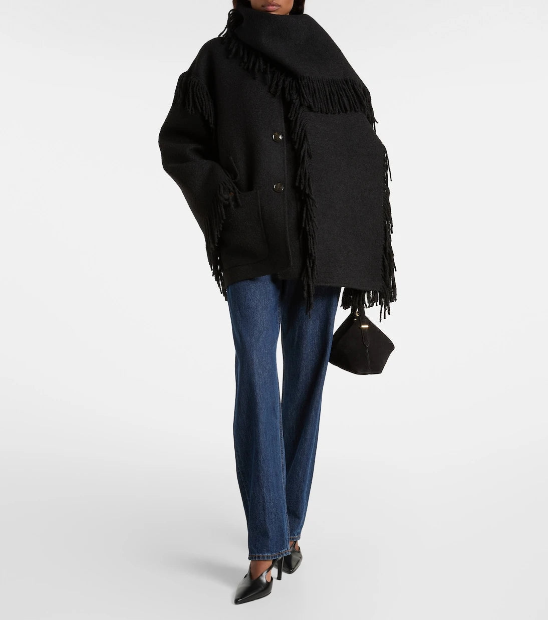 Toteme - Fringed scarf-detail wool-blend jacket