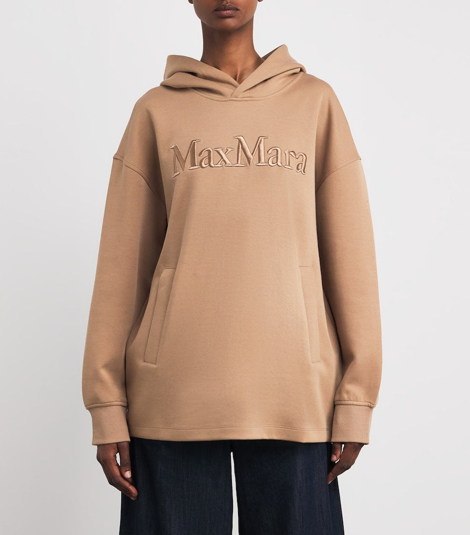 Max Mara Beige Cotton-Blend Logo Hoodie