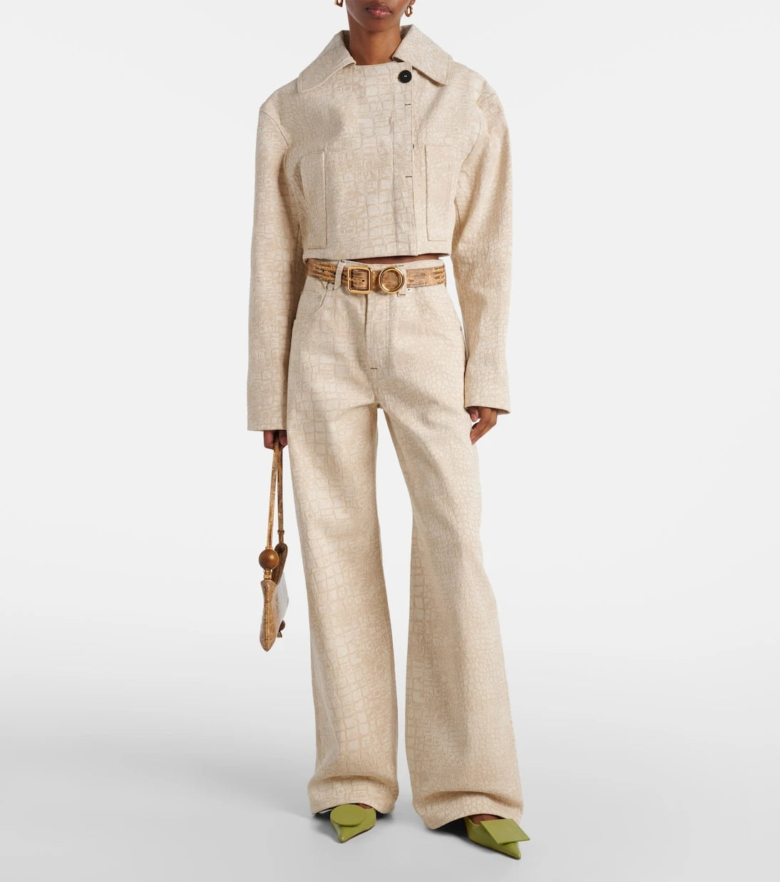 Jacquemus - Croc-effect wide-leg jeans