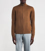 Pal Zileri Brown Wool Zip-Up Cardigan