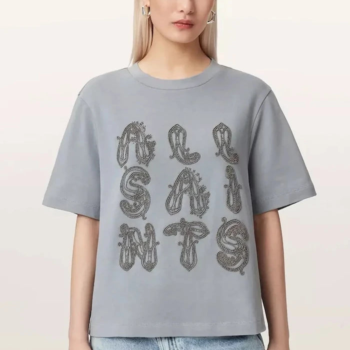 AllSaints kadın pamuk oversize tişört ELLA