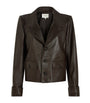 FRAME Brown The Leather Cuffed Jacket