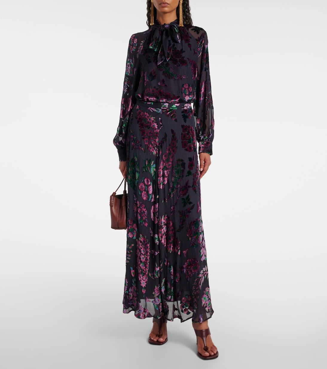 Etro - بلوزة مطبوعة بياقة على شكل ربطة عنق