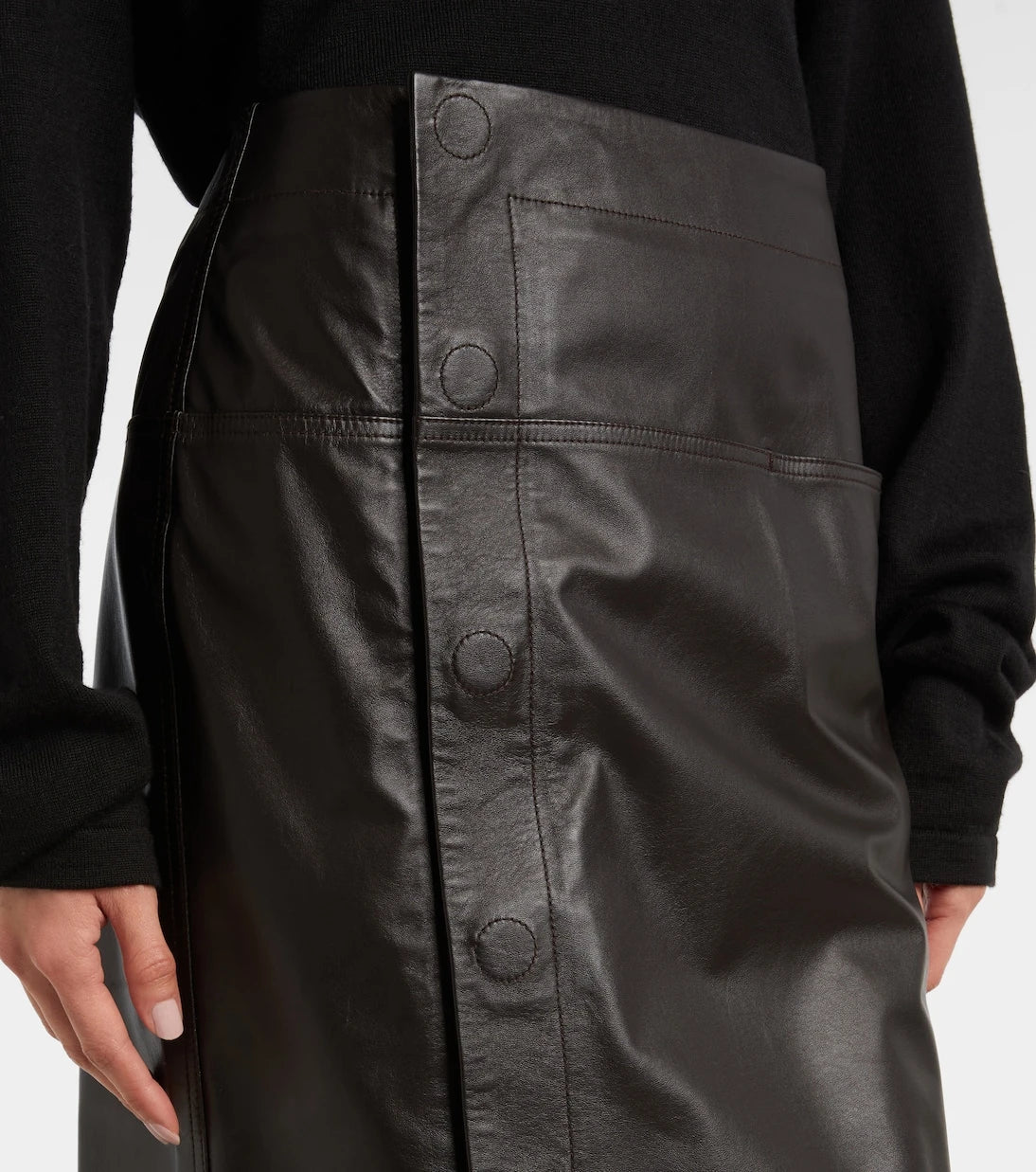 Lemaire - Leather midi skirt
