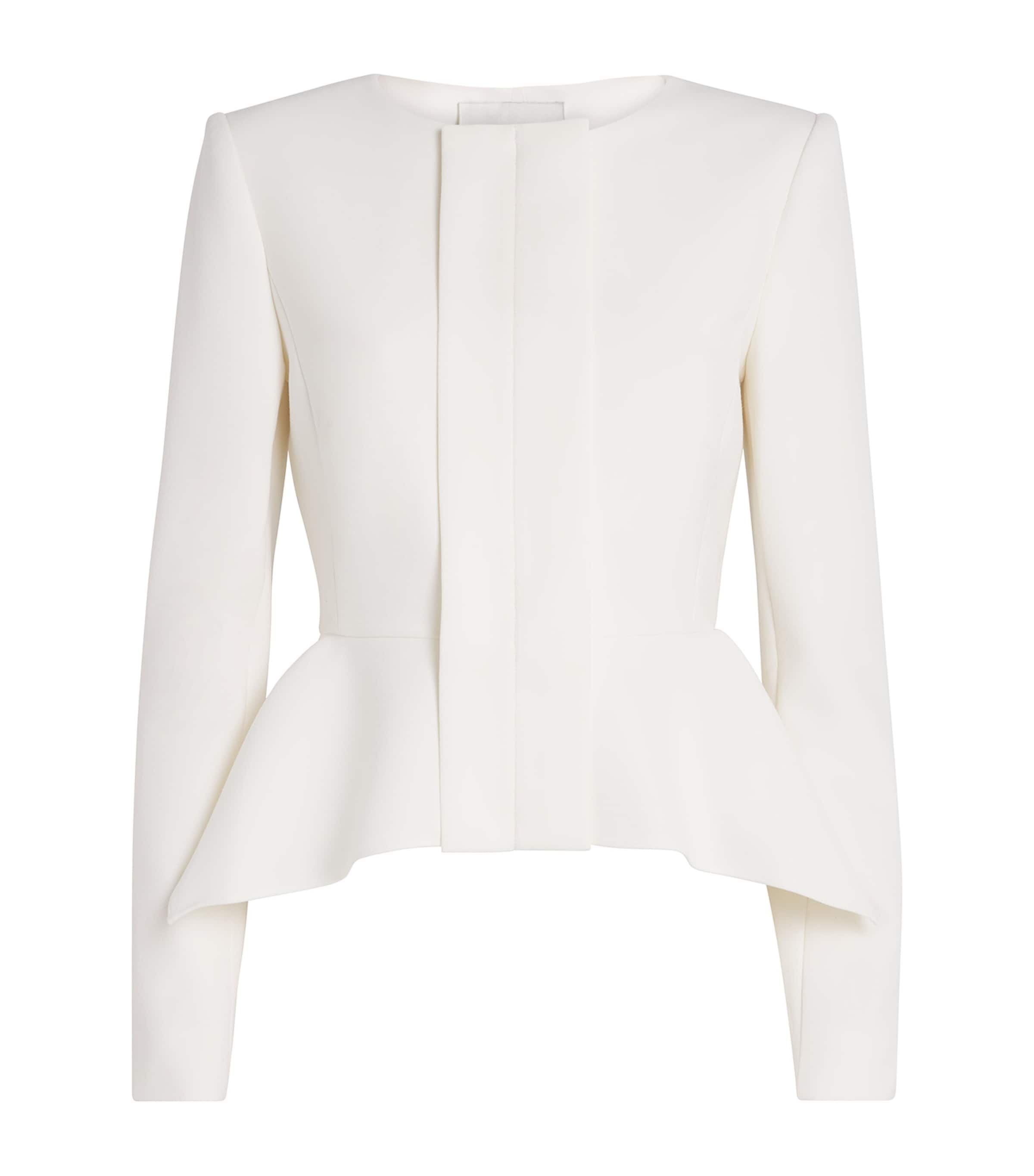 Roland Mouret White Crepe Peplum Jacket