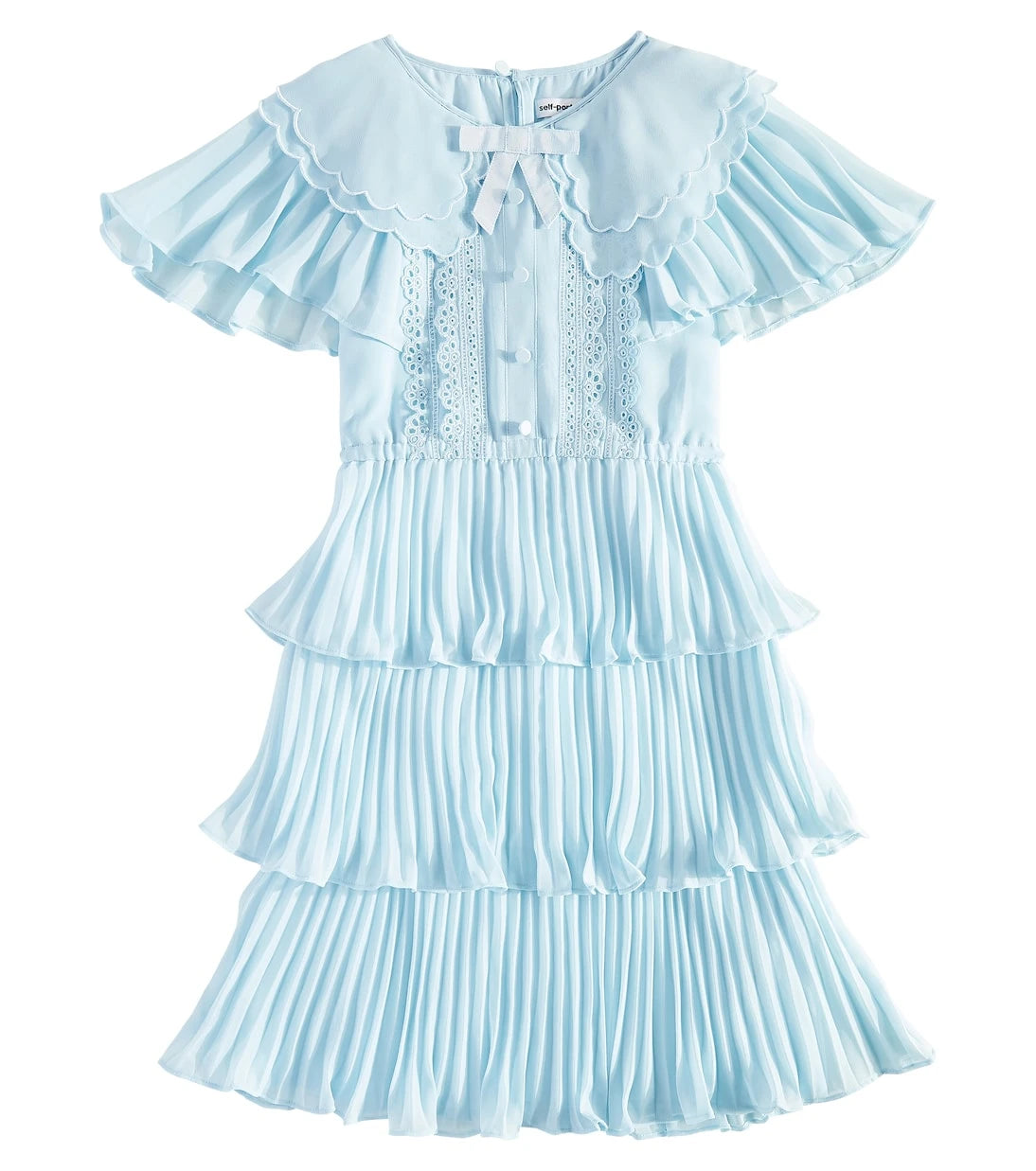 Self-Portrait Kids - Pleated tiered chiffon dress