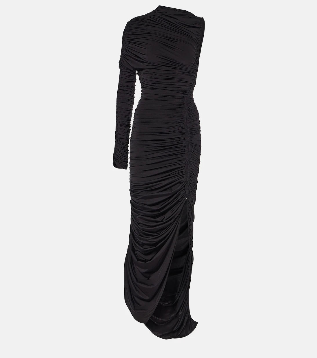 Mugler - Asymmetric ruched midi dress