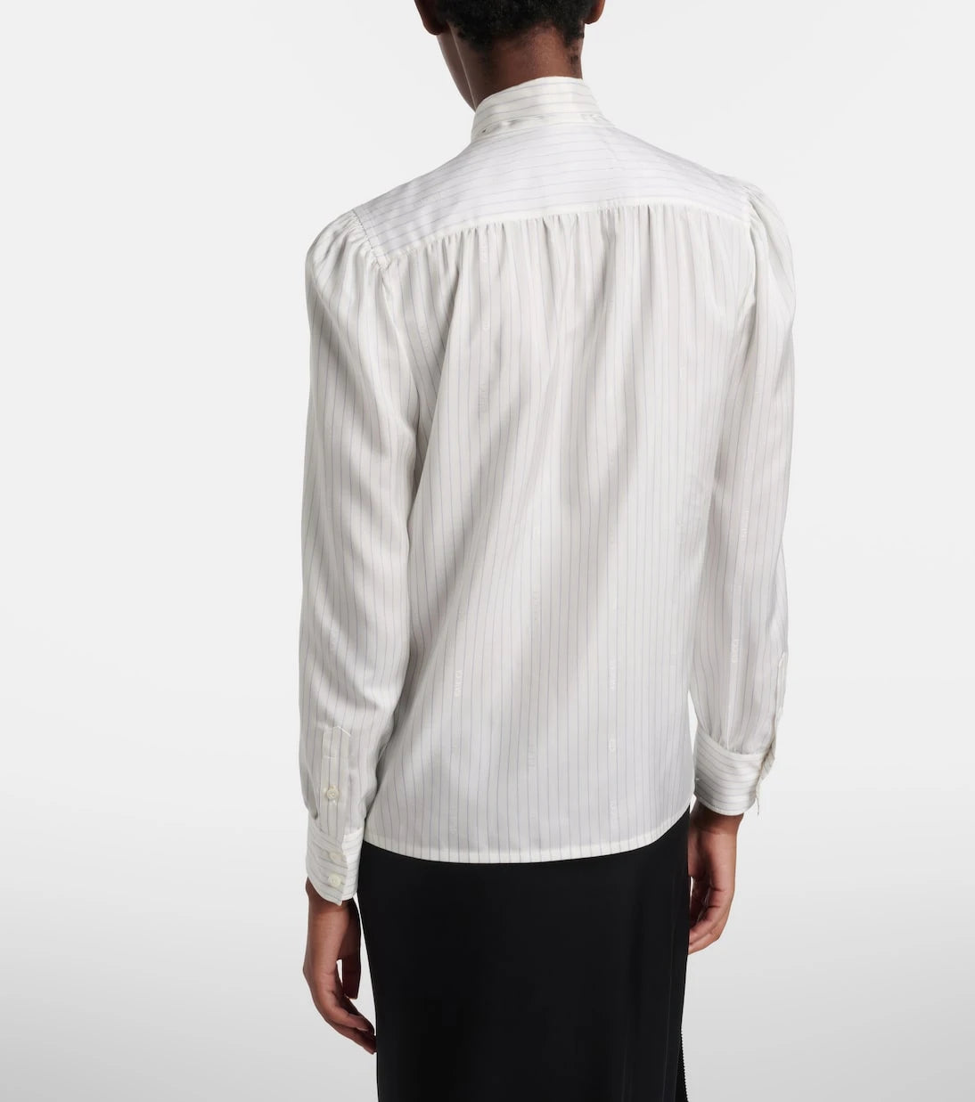 Gucci - Pinstripe tie-neck silk shirt