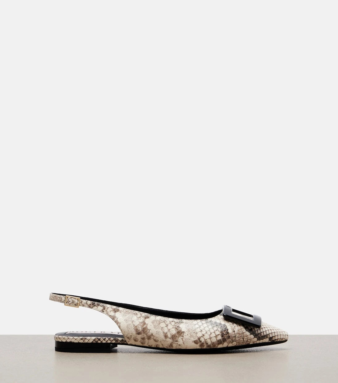 Roger Vivier - Gommettine snake-effect leather slingback flats