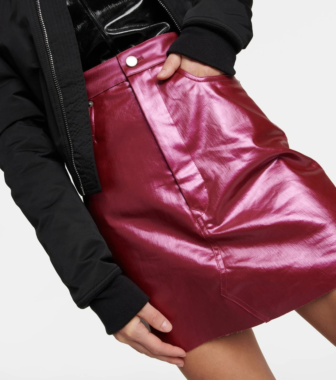 Rick Owens - Coated denim miniskirt
