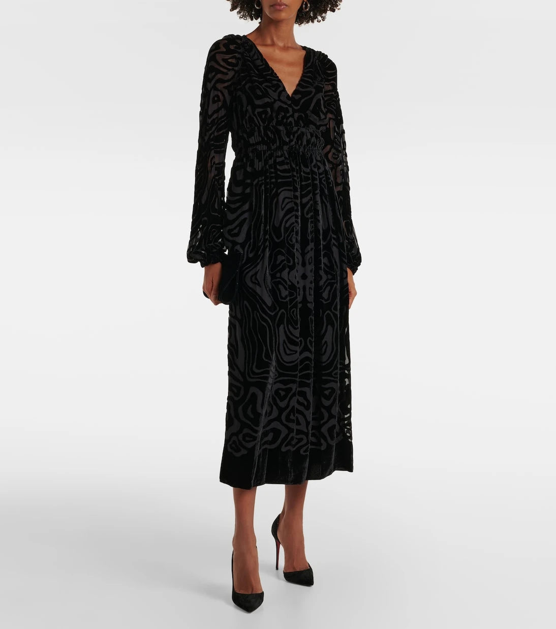 Ulla Johnson - Elora velvet and mesh midi dress