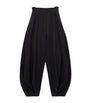 LOEWE Black Cotton-Silk Draped Barrel-Leg Trousers