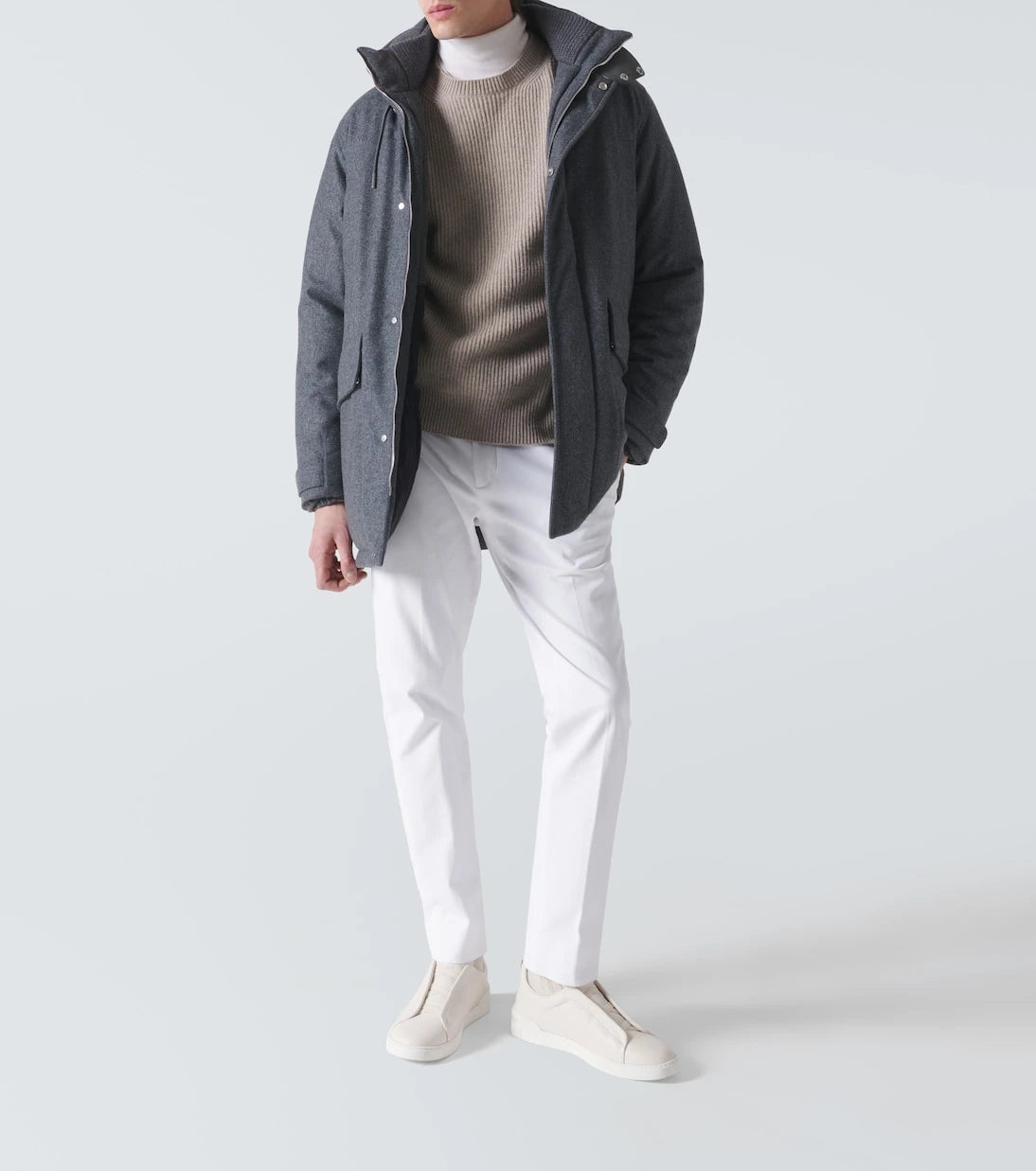 Zegna - كنزة صوف الكشمير المحبوكة والمضلعة