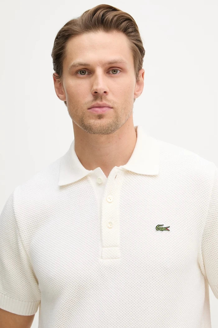 Lacoste erkek yün karışımlı yakalı örgü polo