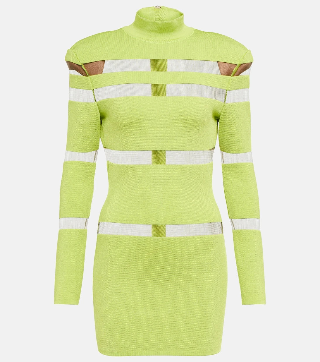 Balmain - Turtleneck mesh-paneled minidress