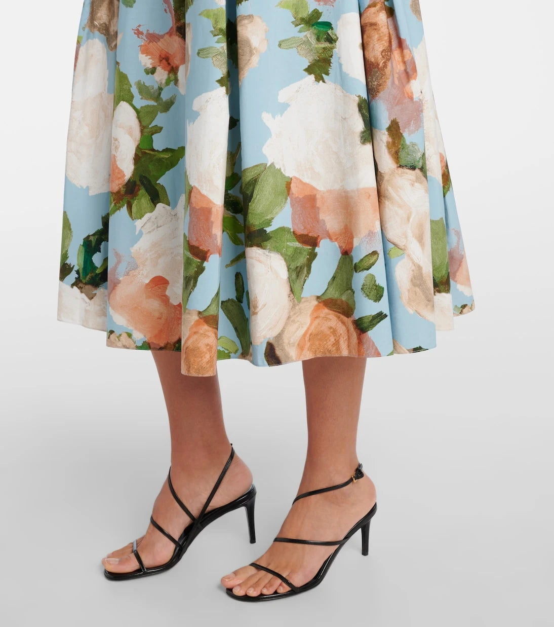 Erdem - Floral pleated cotton midi skirt