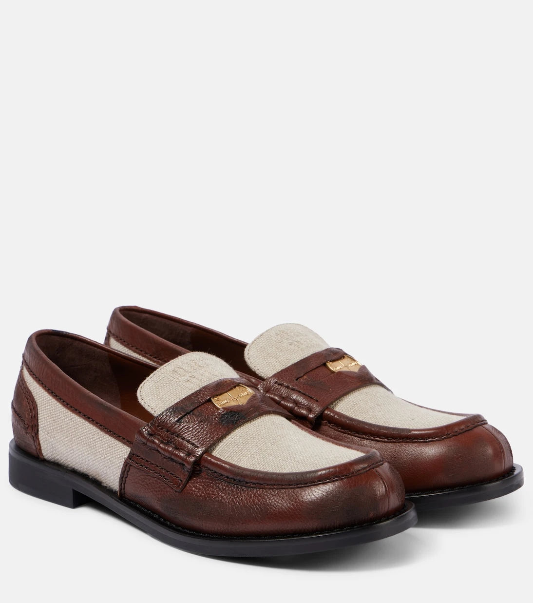 Miu Miu - Logo leather-trimmed loafers