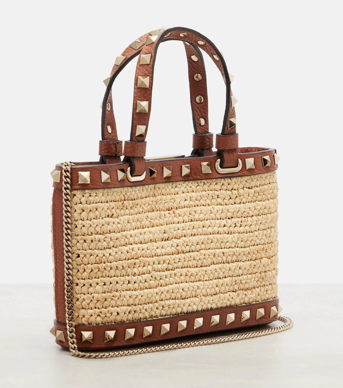 Valentino Garavani - Rockstud Mini raffia tote bag