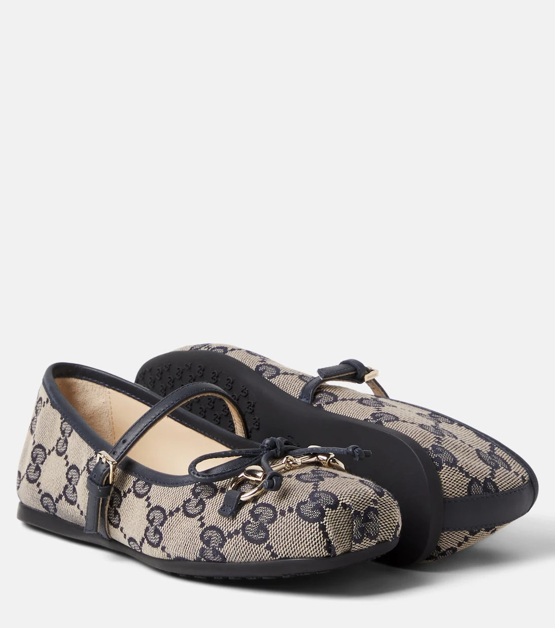 Gucci Kids - Horsebit GG Canvas ballet flats