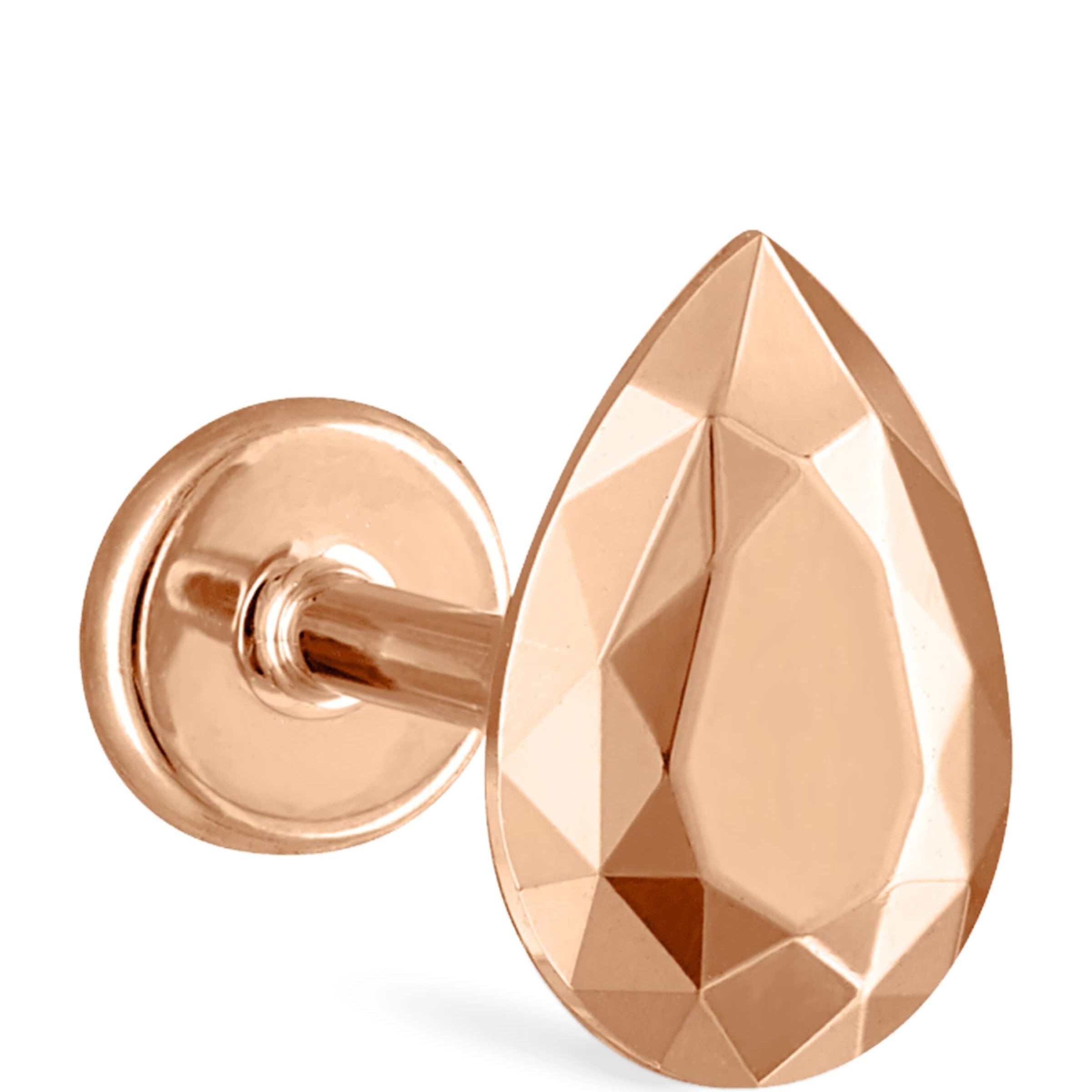 Faceted Pear Threaded Stud Earring (6.5mm)