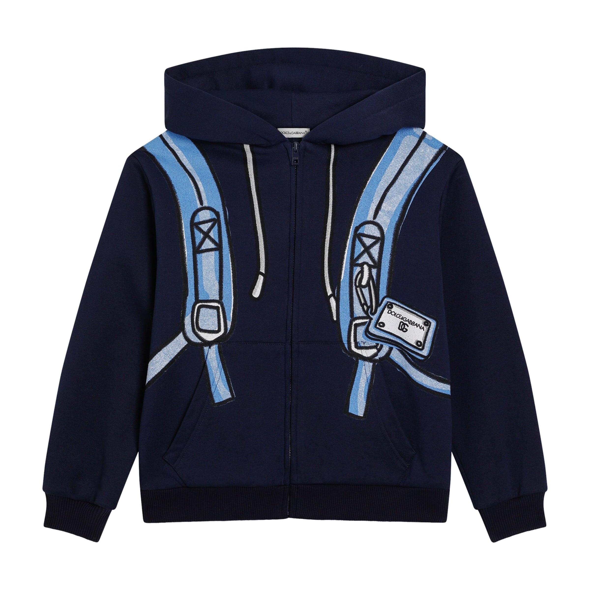 Dolce & Gabbana Kids Cotton Backpack Print Oversized Hoodie (8-12 Years)
