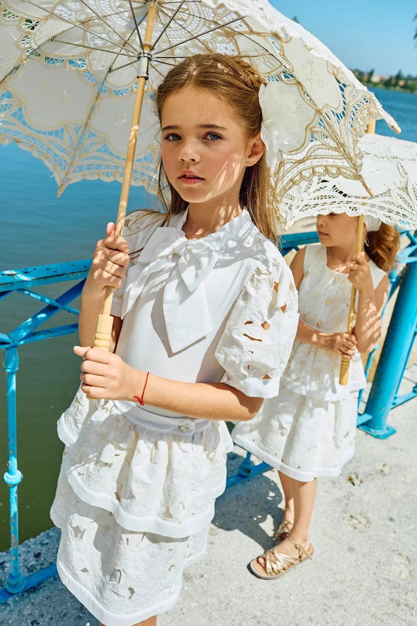 Patachou - Bow-detail lace dress