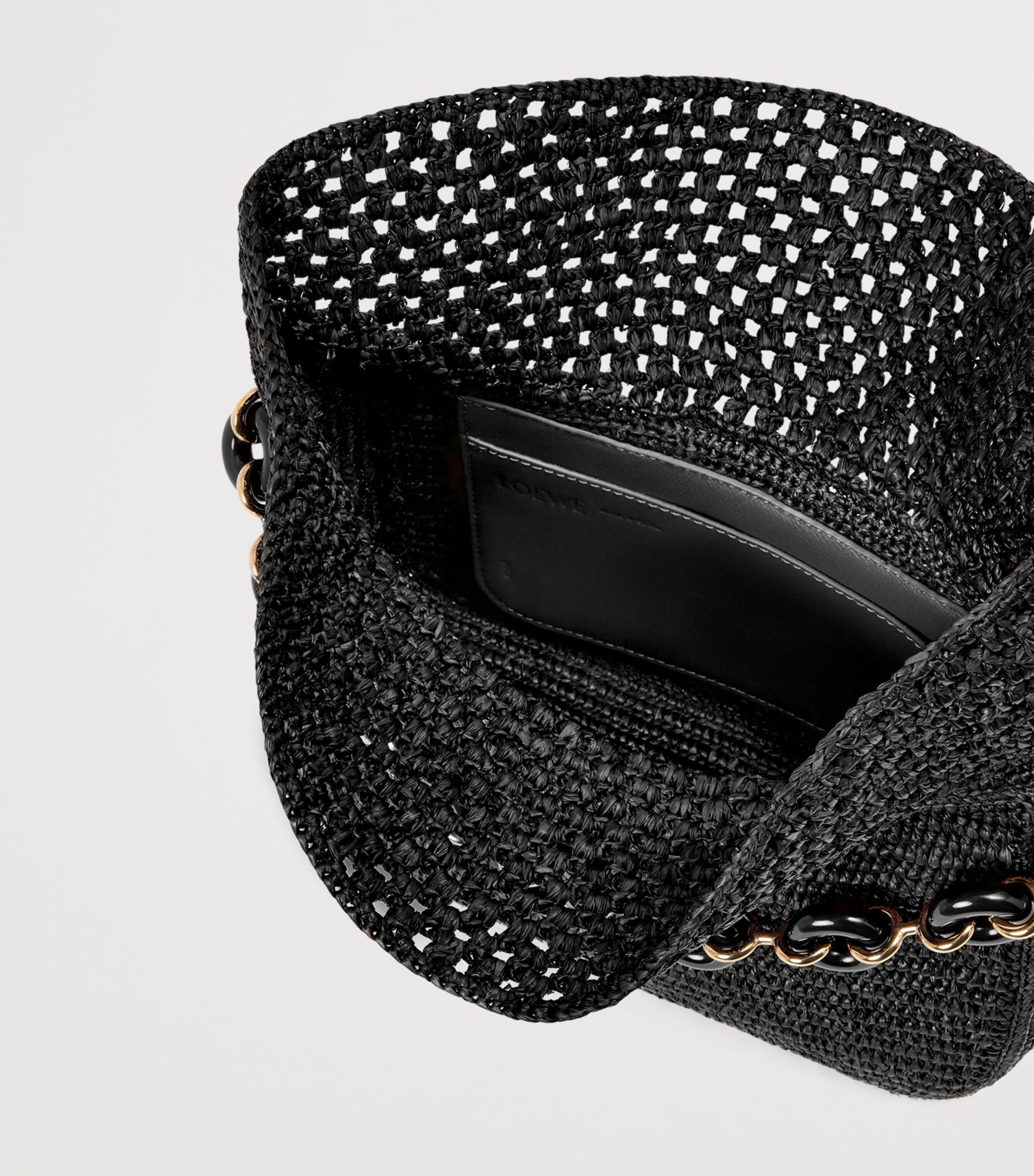 LOEWE Black x Paula's Ibiza Medium Raffia Ola Shoulder Bag