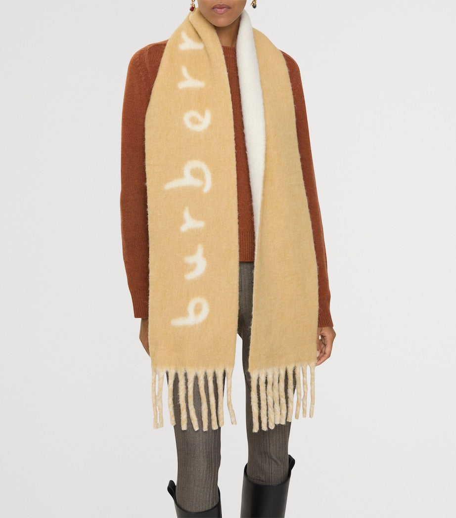 Burberry Beige Alpaca-Blend Reversible Logo Scarf