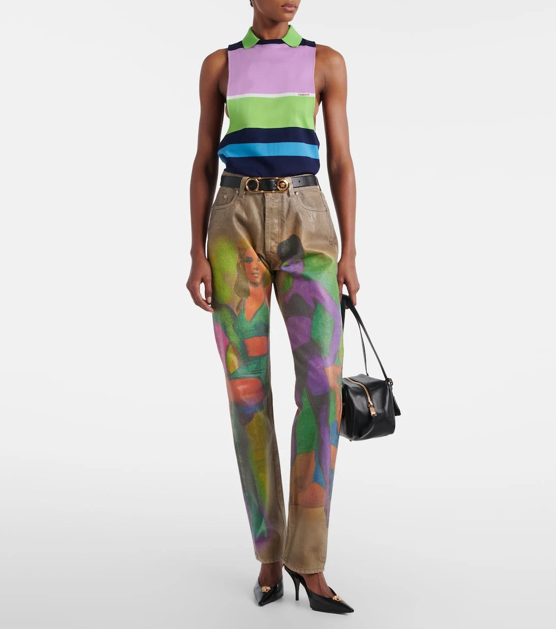 Versace - Striped cotton jersey tank top